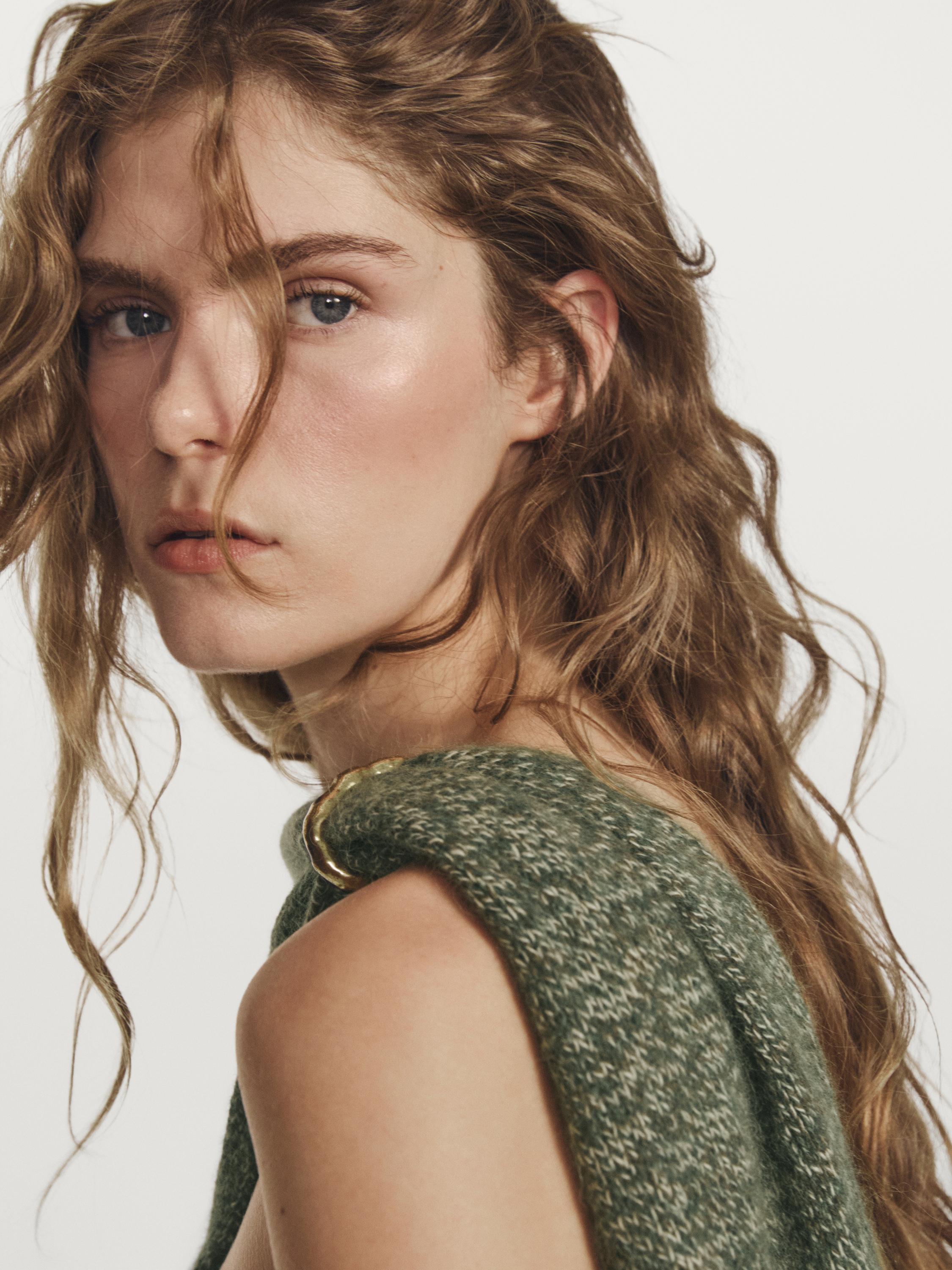 Flecked knit sweater with scarf - STUDIO